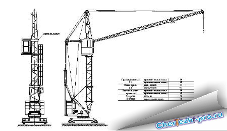 Чертеж в автокаде кран башенный кран