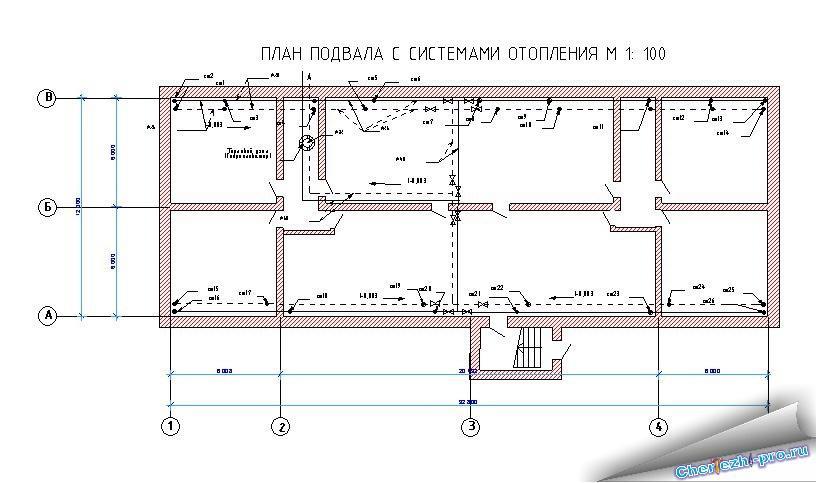 Чертеж подвала. План подвала хрущевки чертеж. Чертеж подвала многоквартирного дома. Схема подвала многоквартирного дома. Двухтрубная система отопления план подвала.