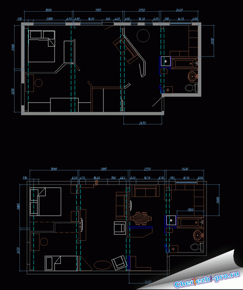 План комнаты в autocad